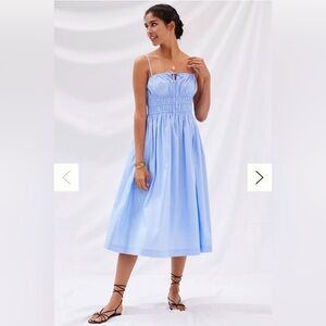 Sunday in Brooklyn Anthropologie Women's Smocked Poplin Midi Dress Sky Blue, XS